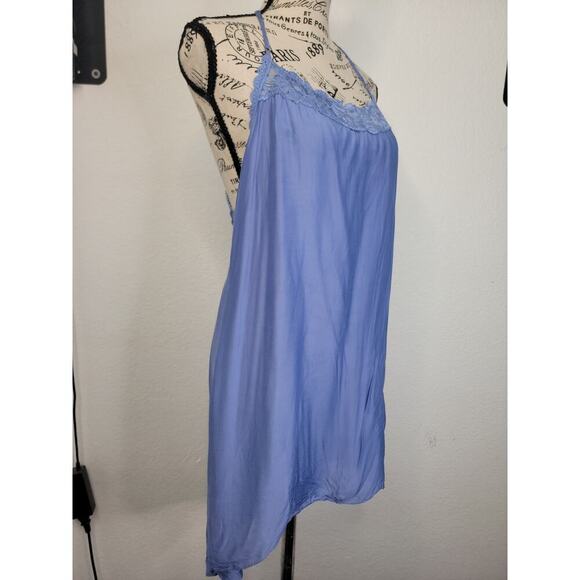 Victorias Secret Satin Mini Dress Womens Sz M Lace Trim 90's Fairy Blue Purple - Picture 4 of 16